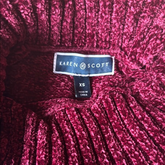 Karen Scott Red Cowl Neck Sweater with Plush Texture - Picture 2 of 5